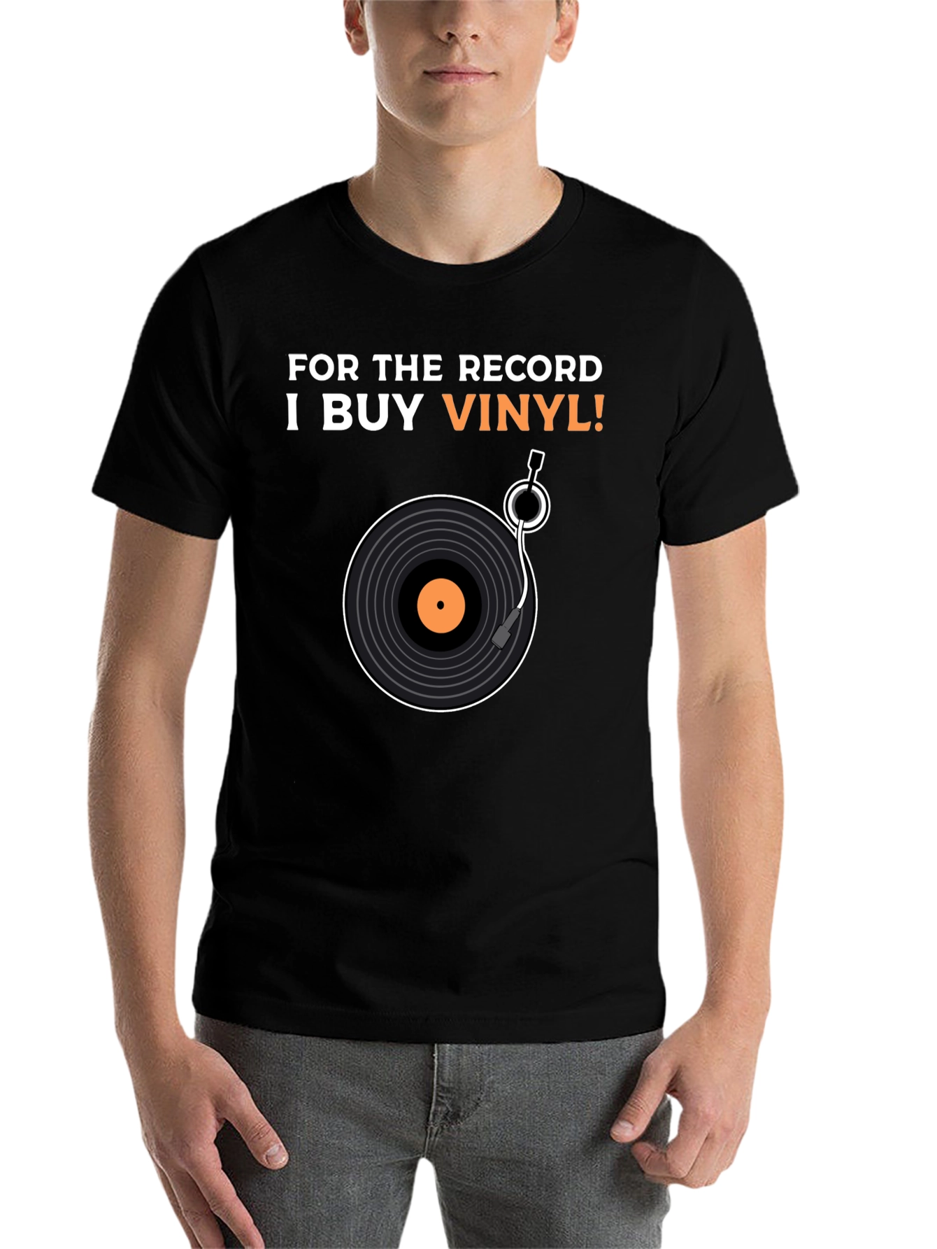 Black Vinyl Record T-Shirt - For The Record I Buy Vinyl! view 7