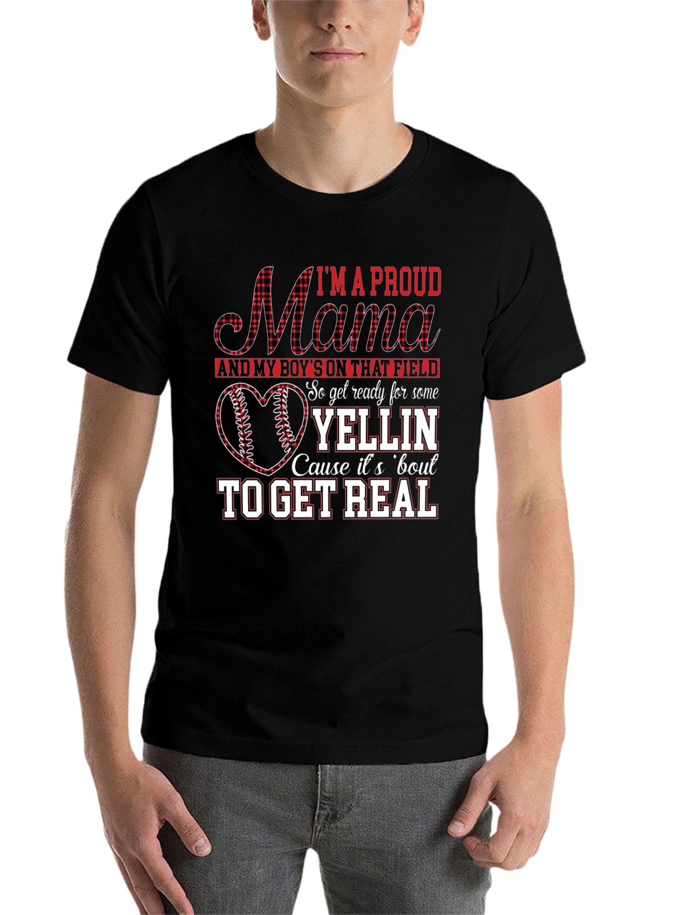 Black Proud Baseball Mama T-Shirt view 7