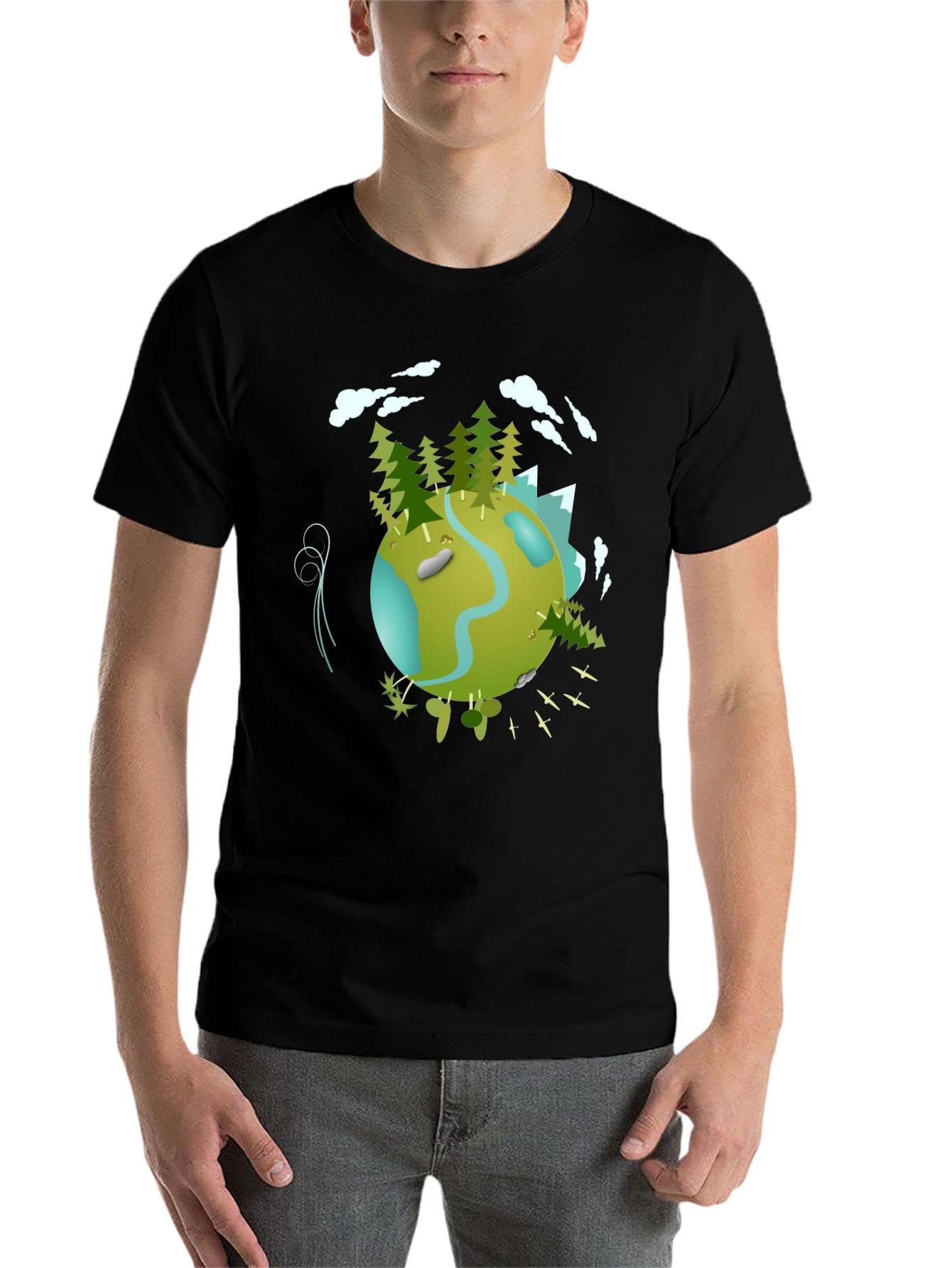 Black Eco Planet Graphic Tee - Black view 7