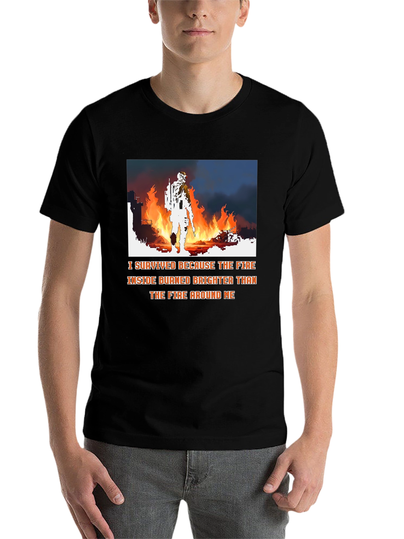 Black I Survived the Fire Graphic Tee - Courage and Resilience view 7