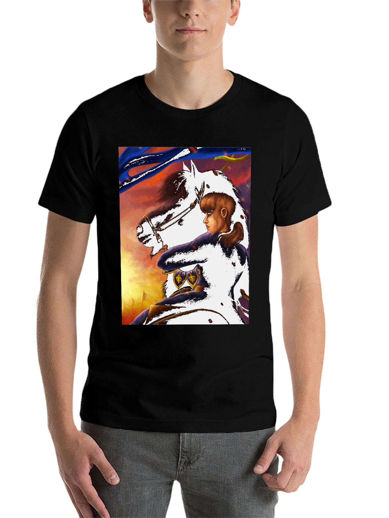 Black Joan of Arc Horseback Ride Graphic Tee view 7