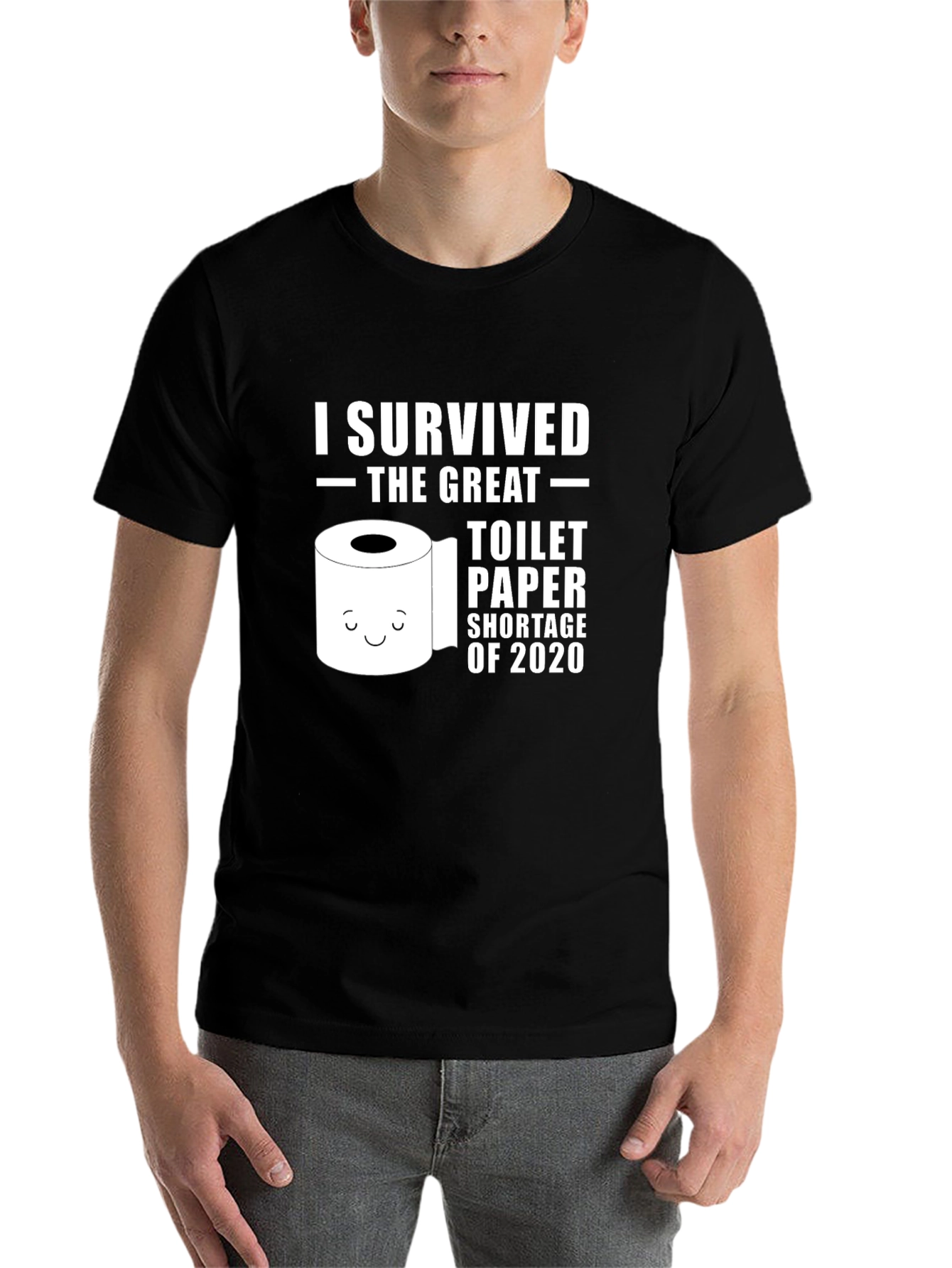 Black I Survived Toilet Paper Shortage 2020 Black T-Shirt view 7