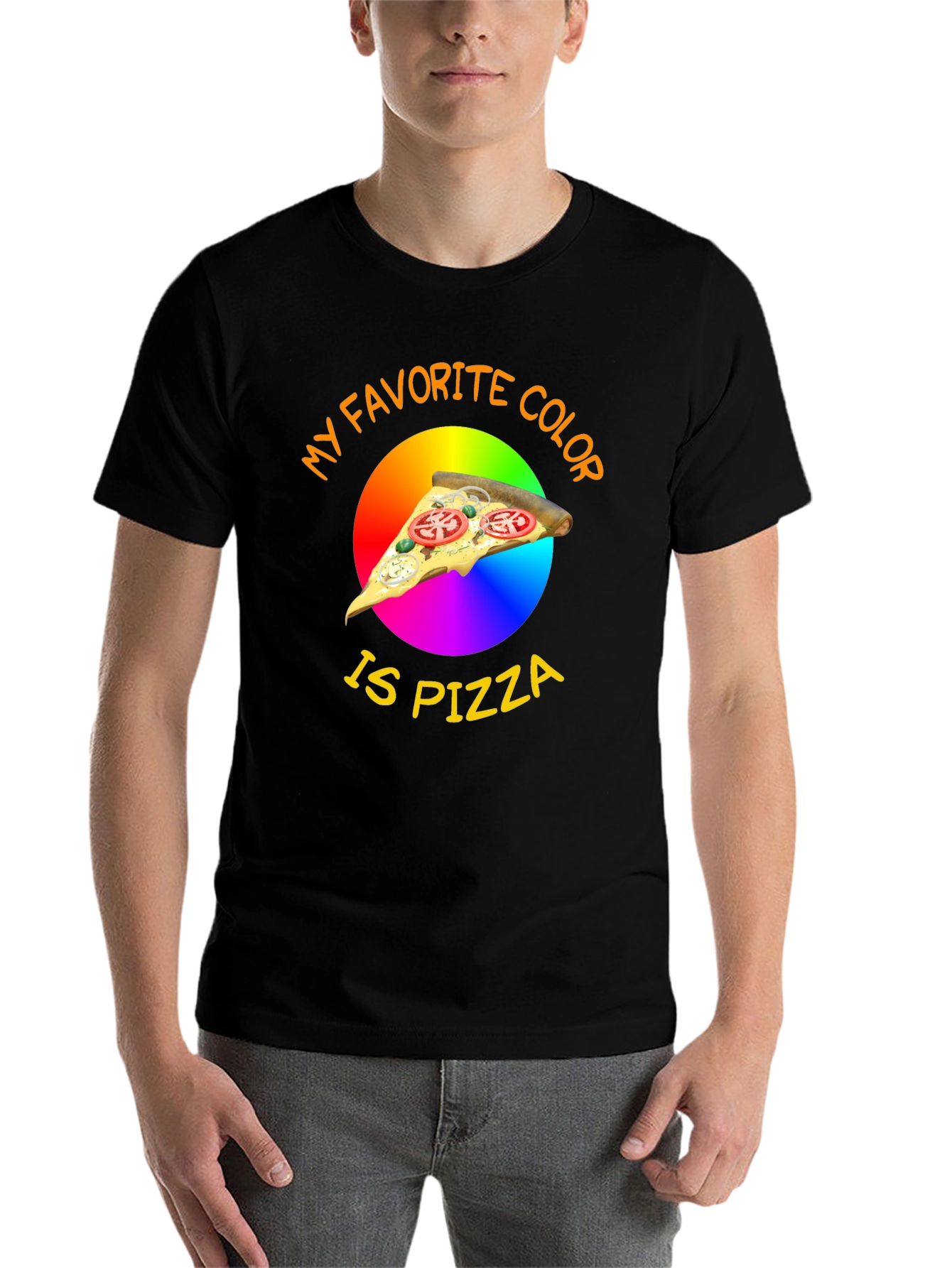 Black My Favorite Color is Pizza T-Shirt view 7