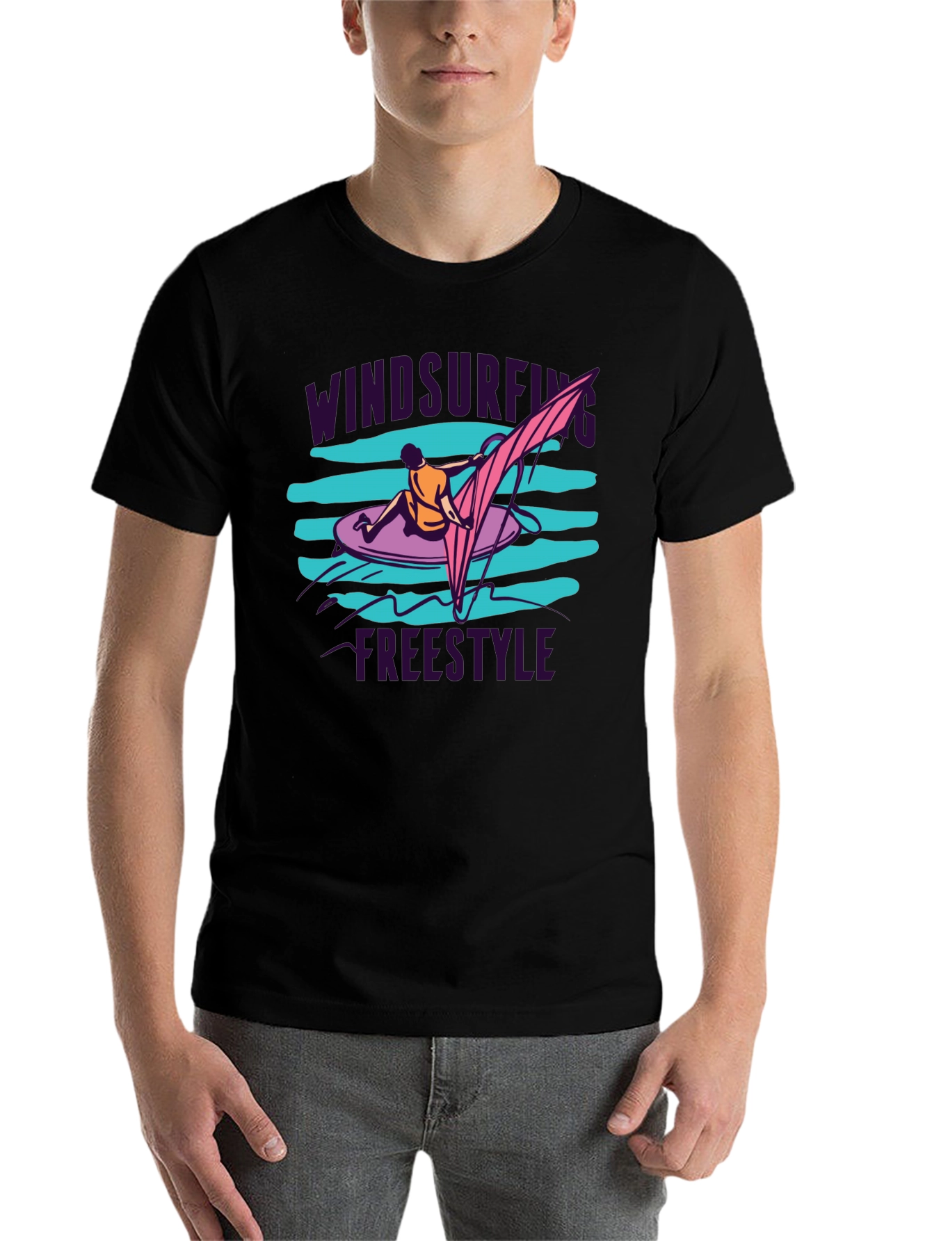 Black Windsurfing Freestyle Black T-Shirt view 7