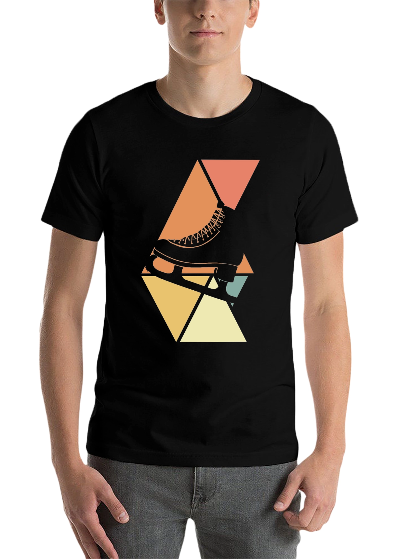 Black Retro Skate T-Shirt - Geometric Design view 7