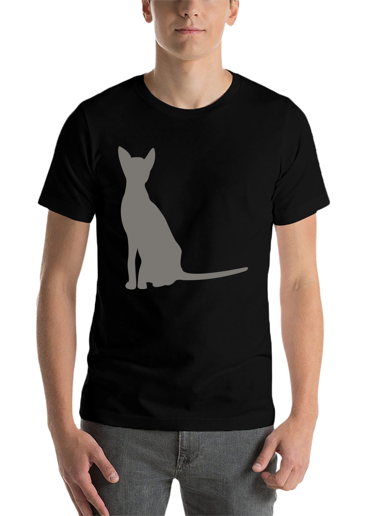 Black Cool Cat Silhouette Graphic Tee - Black view 7