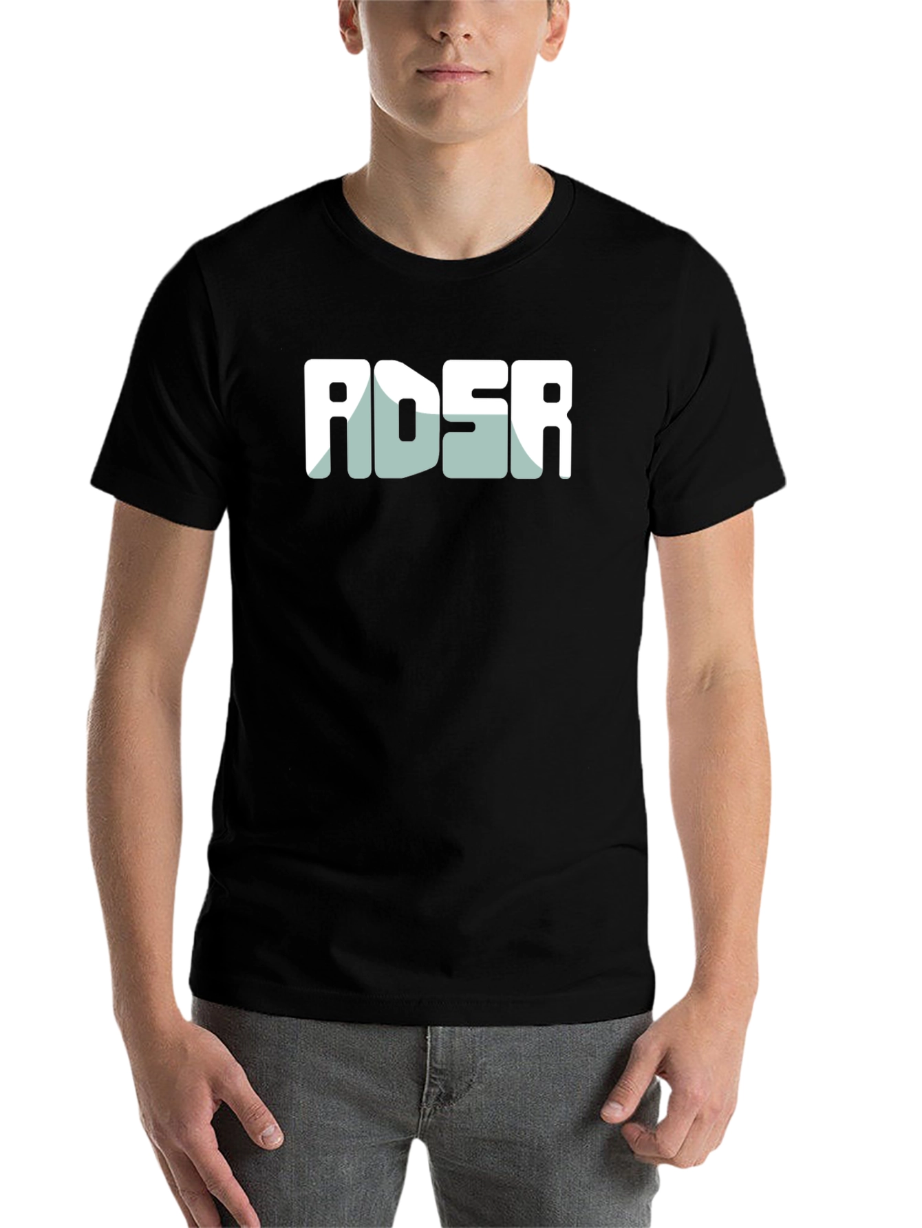 Black ADSR Graphic Tee - Modern Black Cotton Blend T-Shirt view 7