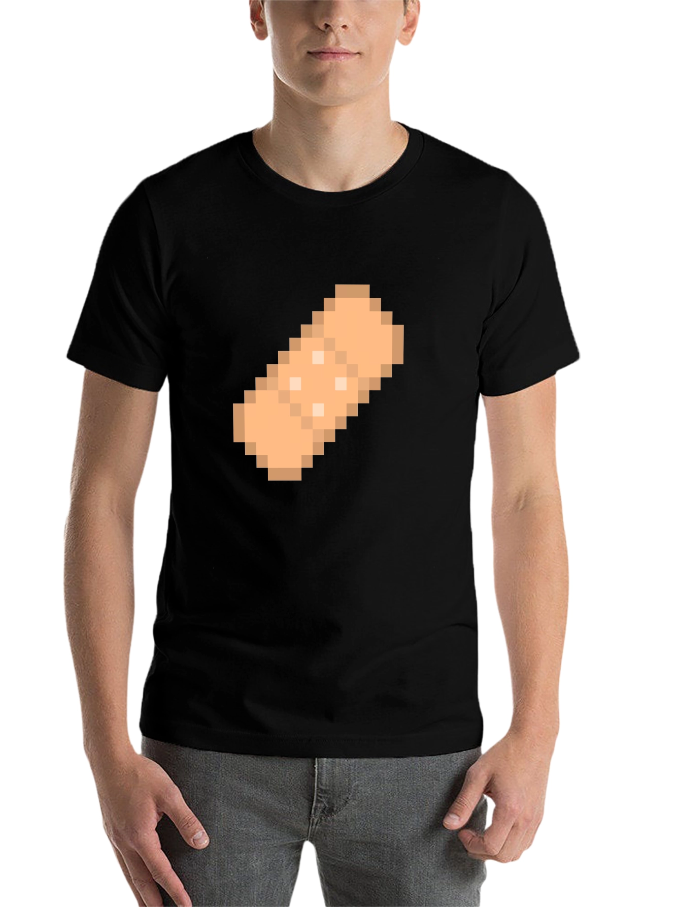 Black Pixelated Bandage Graphic T-Shirt - Black view 7