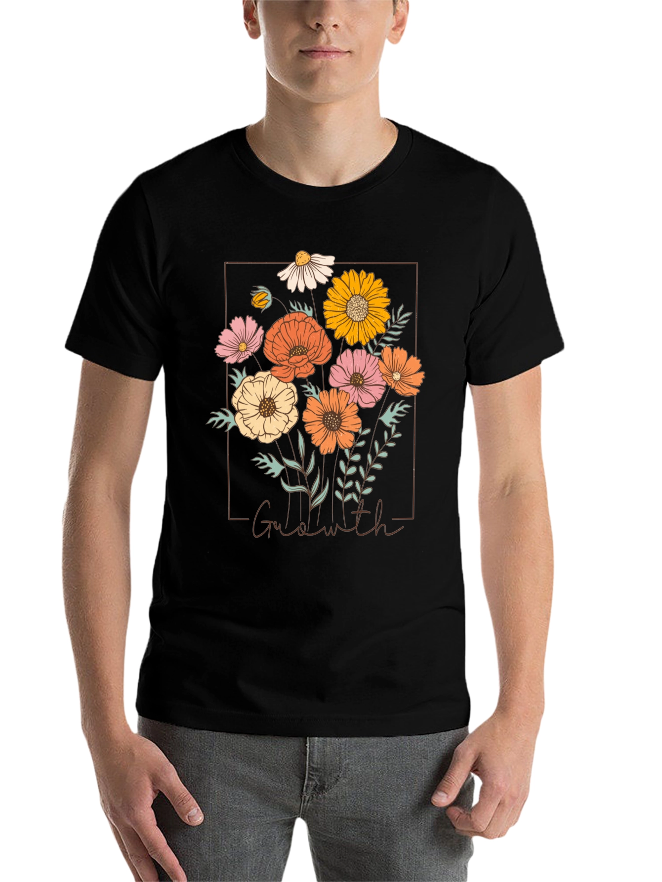 Black Floral Graphic Tee - Galawith Botanical Design view 7