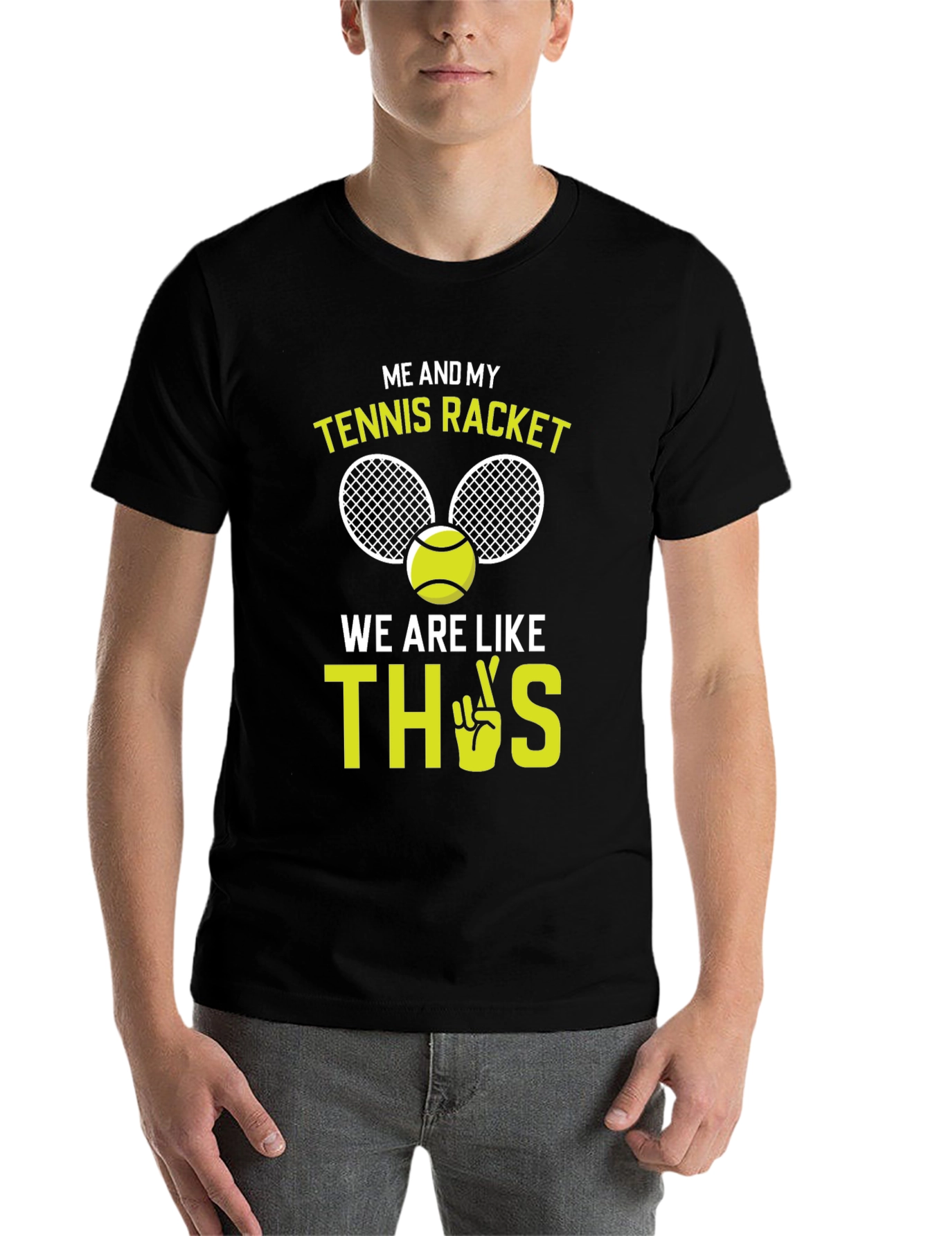 Black Tennis Racket Graphic Tee - Funny & Sporty view 7