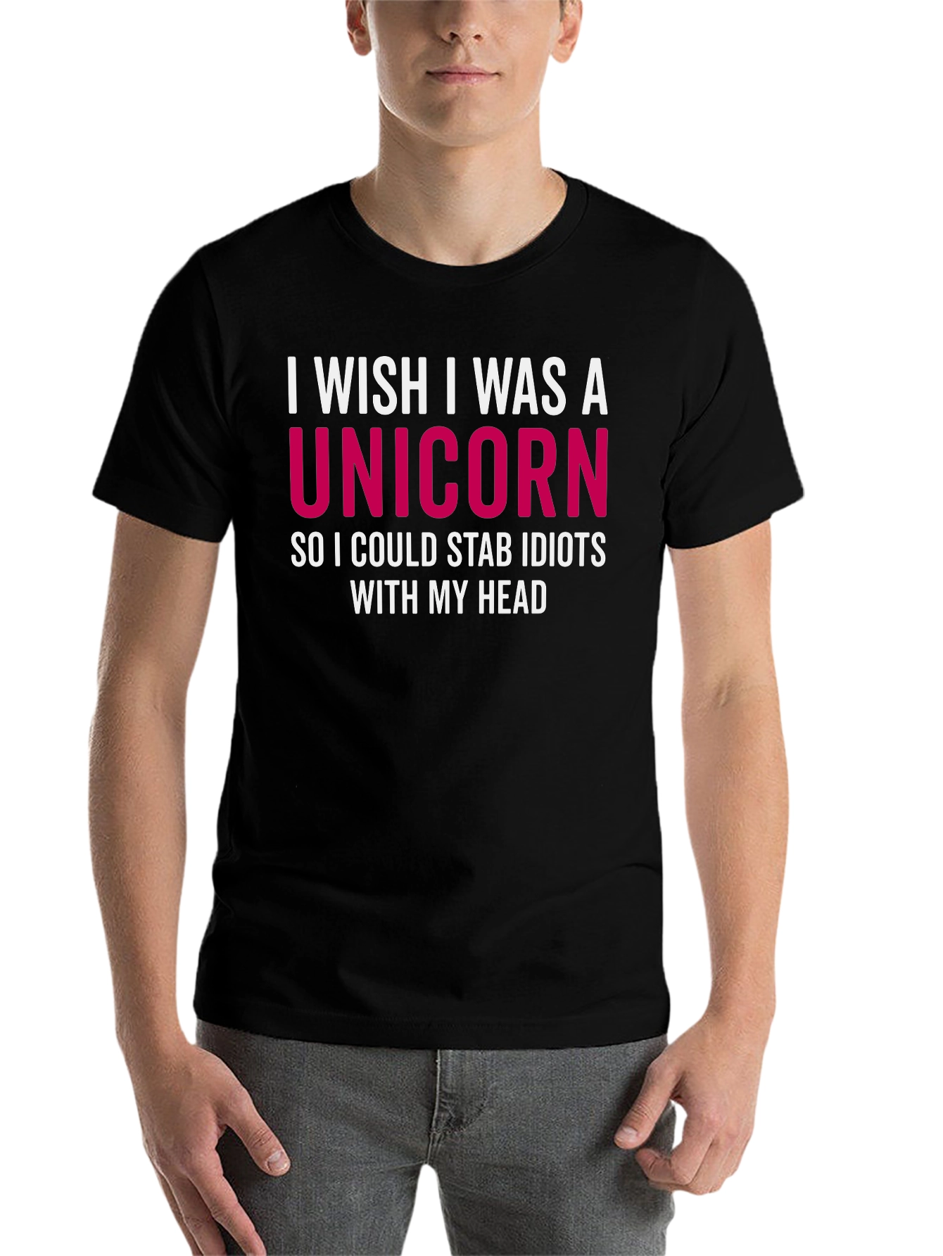 Black I Wish I Was a Unicorn T-Shirt - Funny Sarcastic Tee view 7