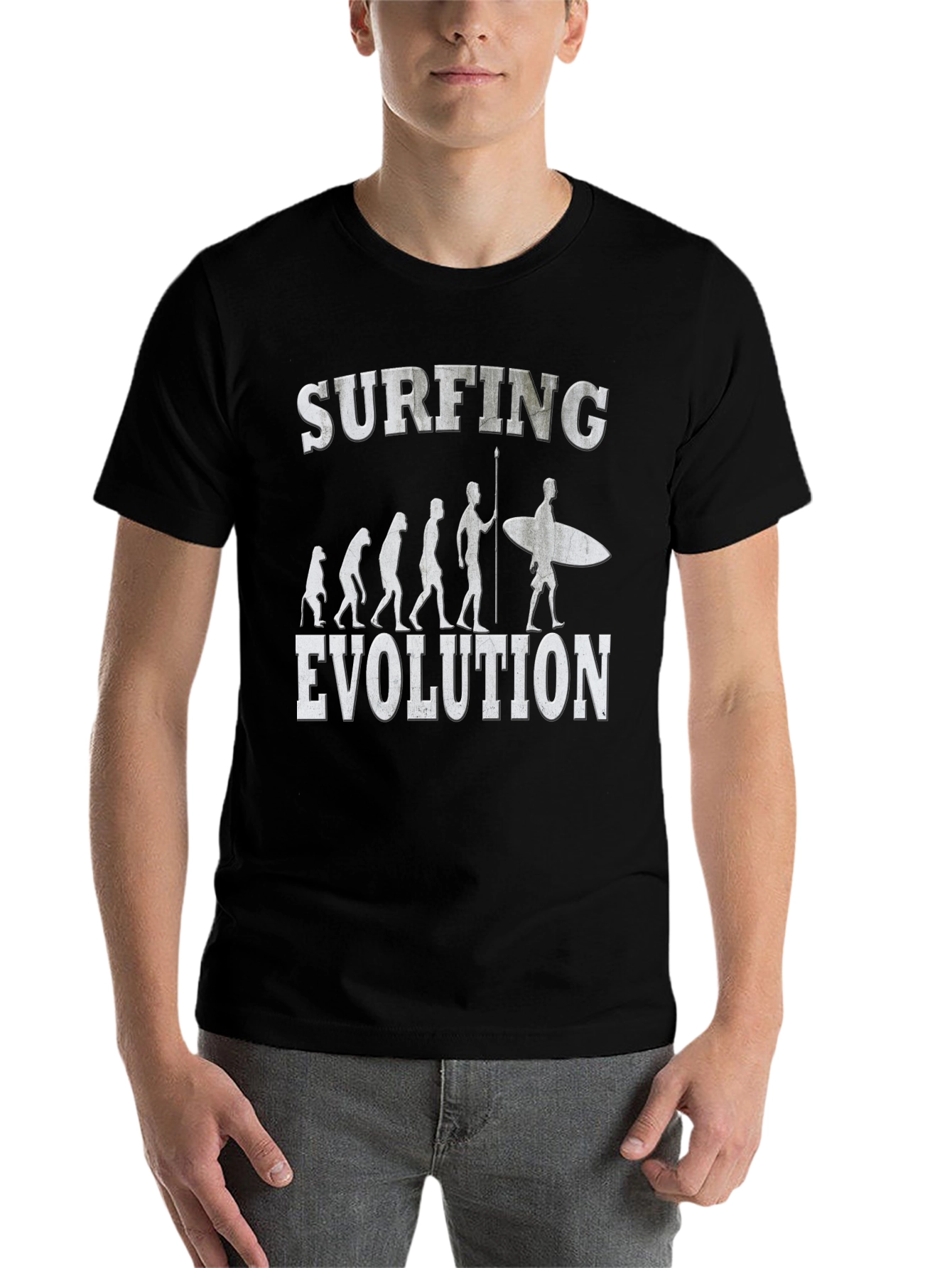 Black Surfing Evolution Graphic Tee - Black Cotton view 7
