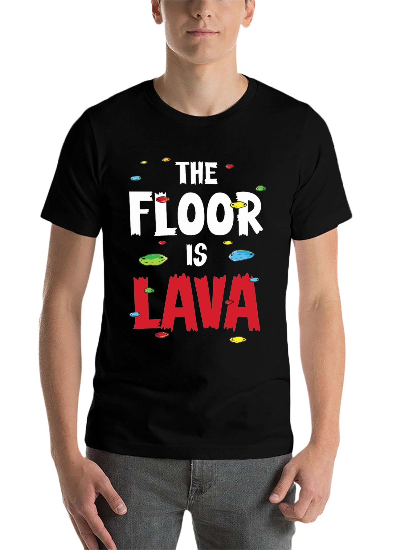 Black The Floor Is Lava Black Graphic Tee view 7