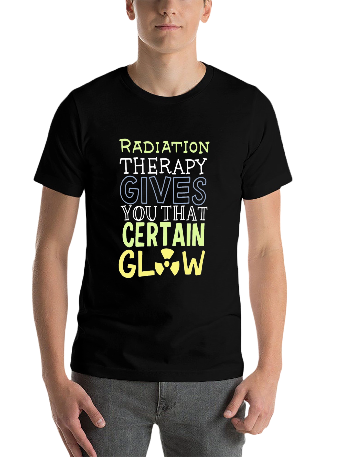 Black Radiation Therapy Glow Black Graphic T-Shirt view 7