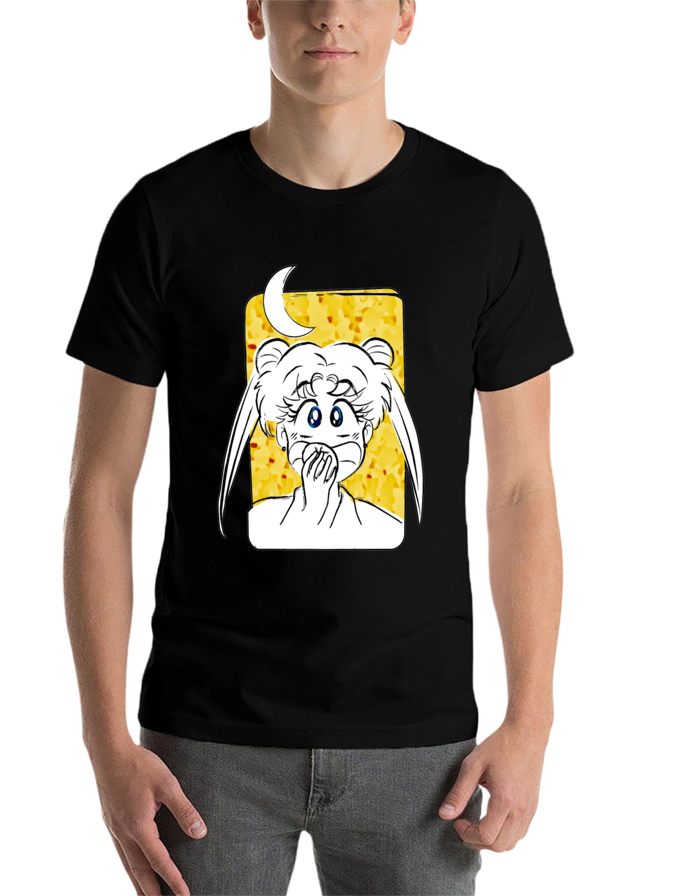 Black Anime Graphic Tee - Sailor Moon Design Black T-Shirt view 7