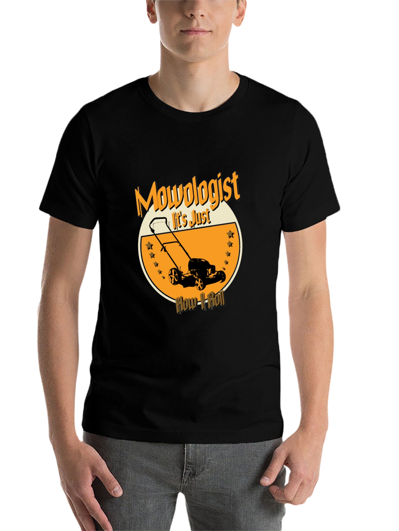 Black Mowologist T-Shirt - Lawn Mowing Humor view 7