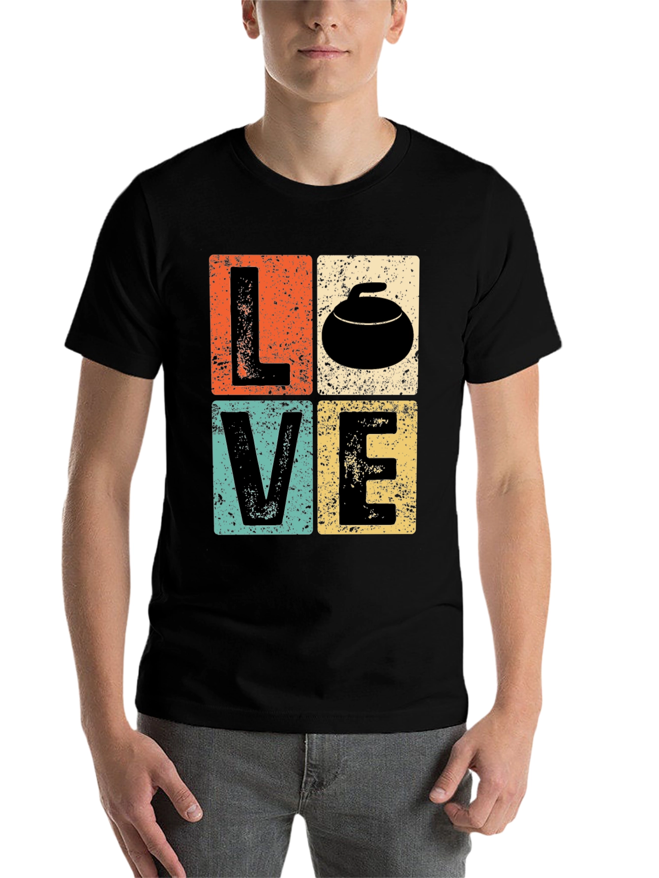Black LOVE Curling T-Shirt - Retro Design view 7