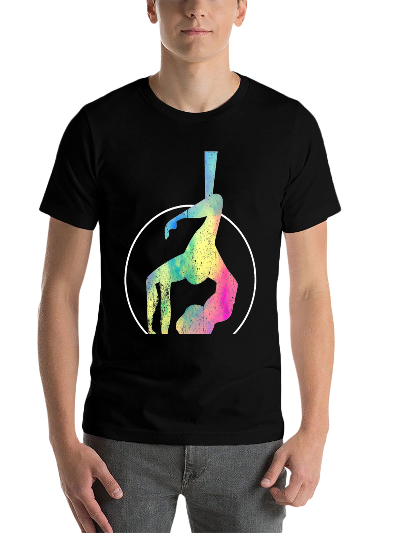 Black Aerial Yoga T-Shirt - Silhouette Design view 7