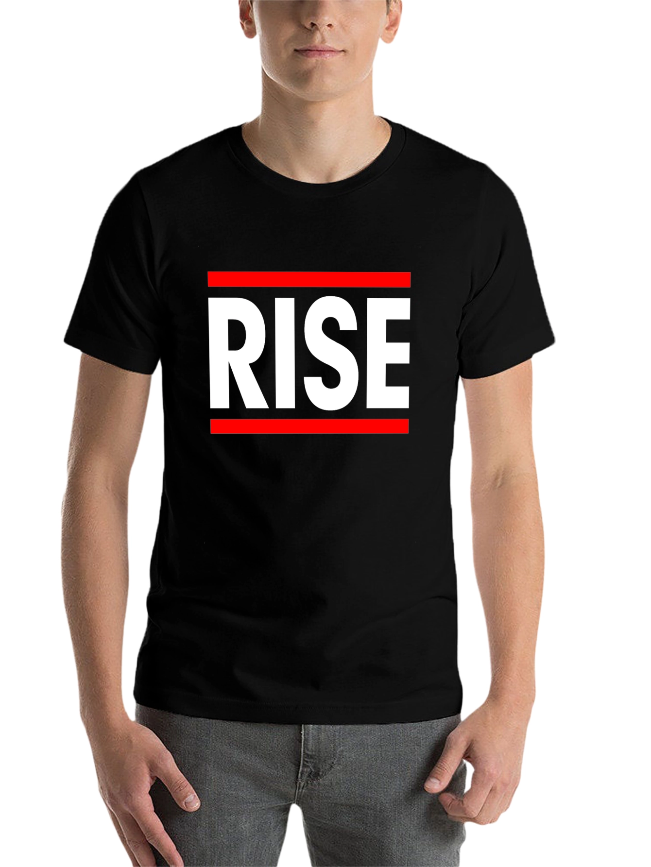 Black RISE Graphic Tee - Bold Statement T-Shirt view 7