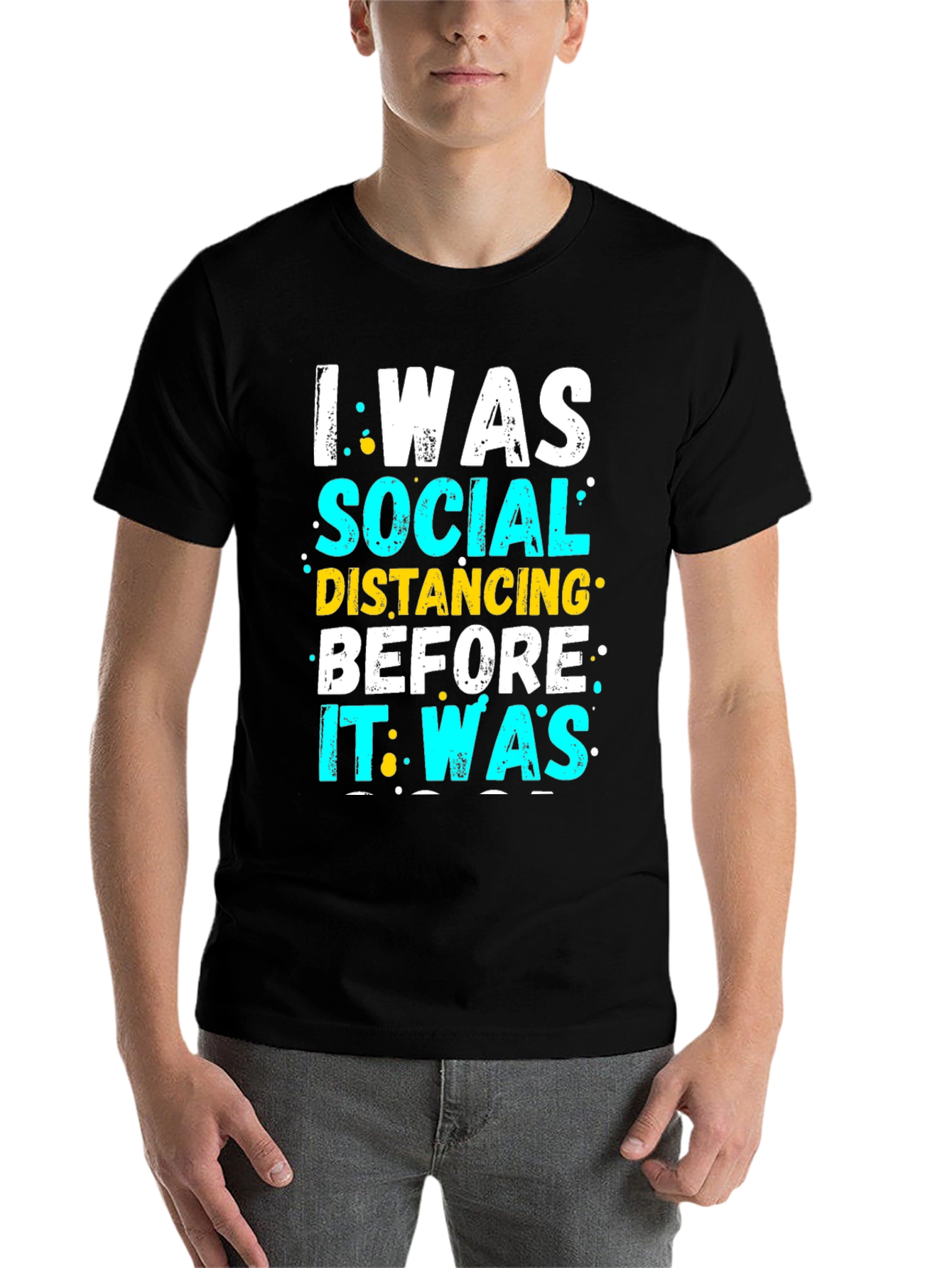 Black I Was Social Distancing T-Shirt - Funny Introvert Tee view 7