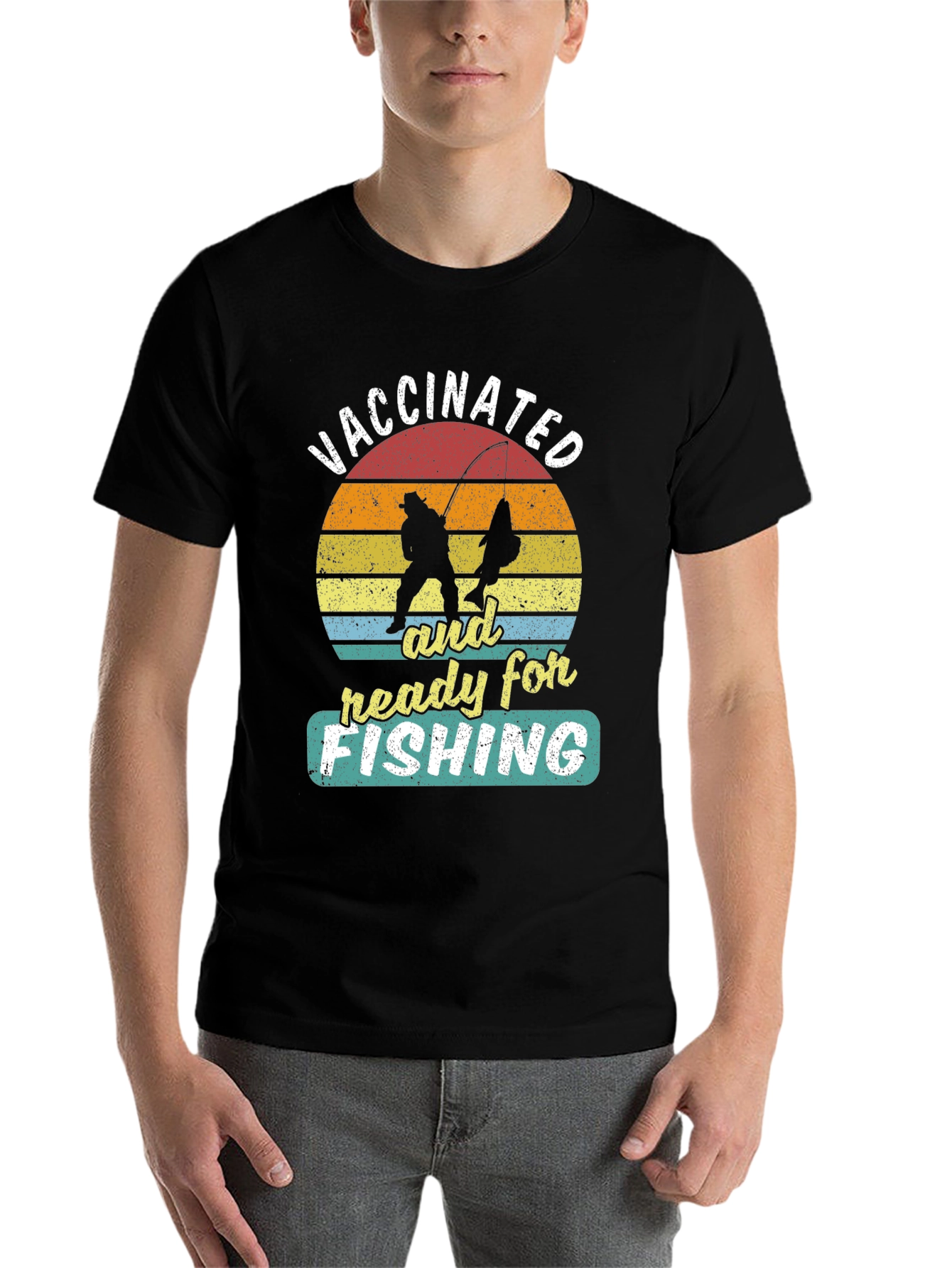 Black Vaccinated and Ready for Fishing T-Shirt view 7