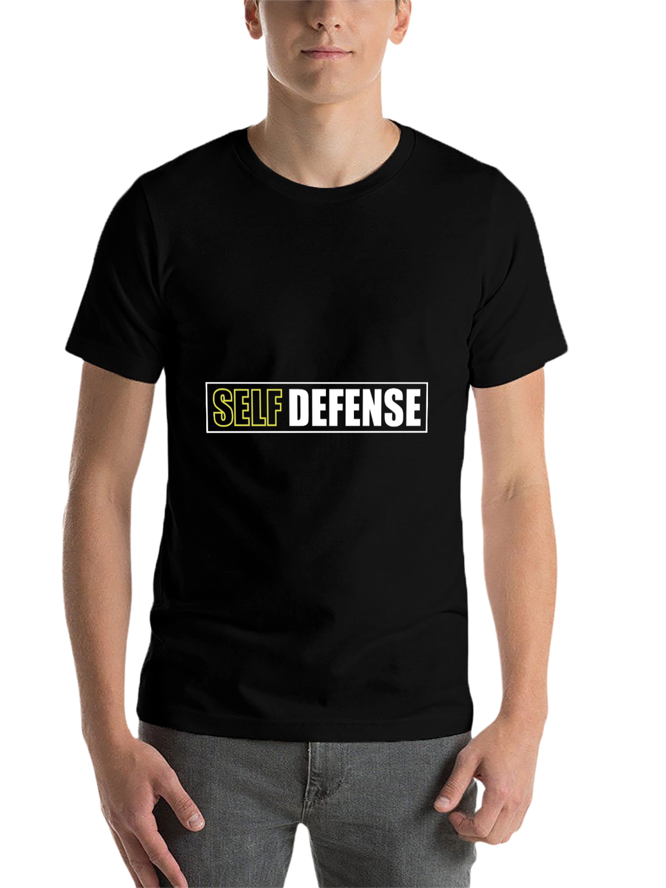 Black Self Defense Graphic T-Shirt - Black Cotton Tee view 7