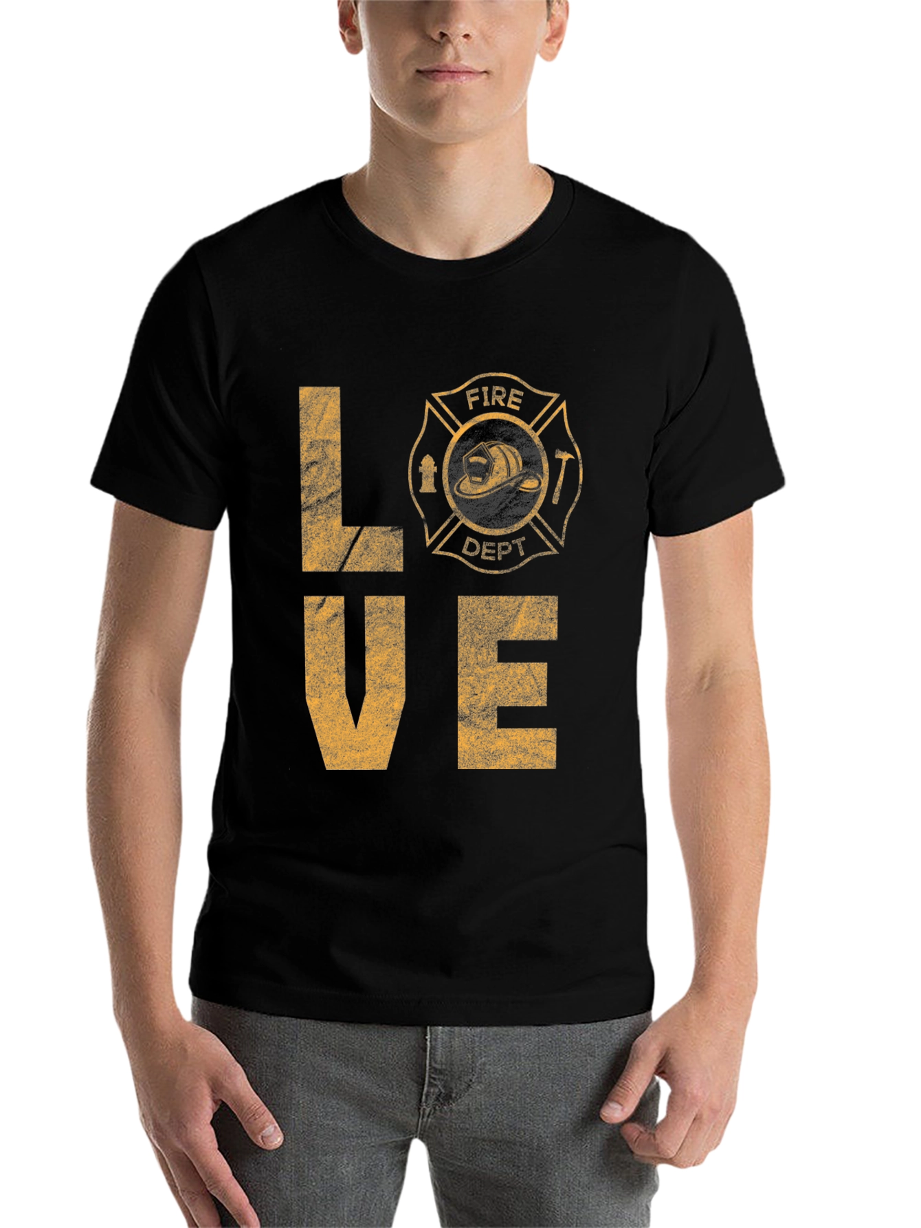 Black Fire Dept LOVE Graphic T-Shirt - Black Cotton Tee view 7