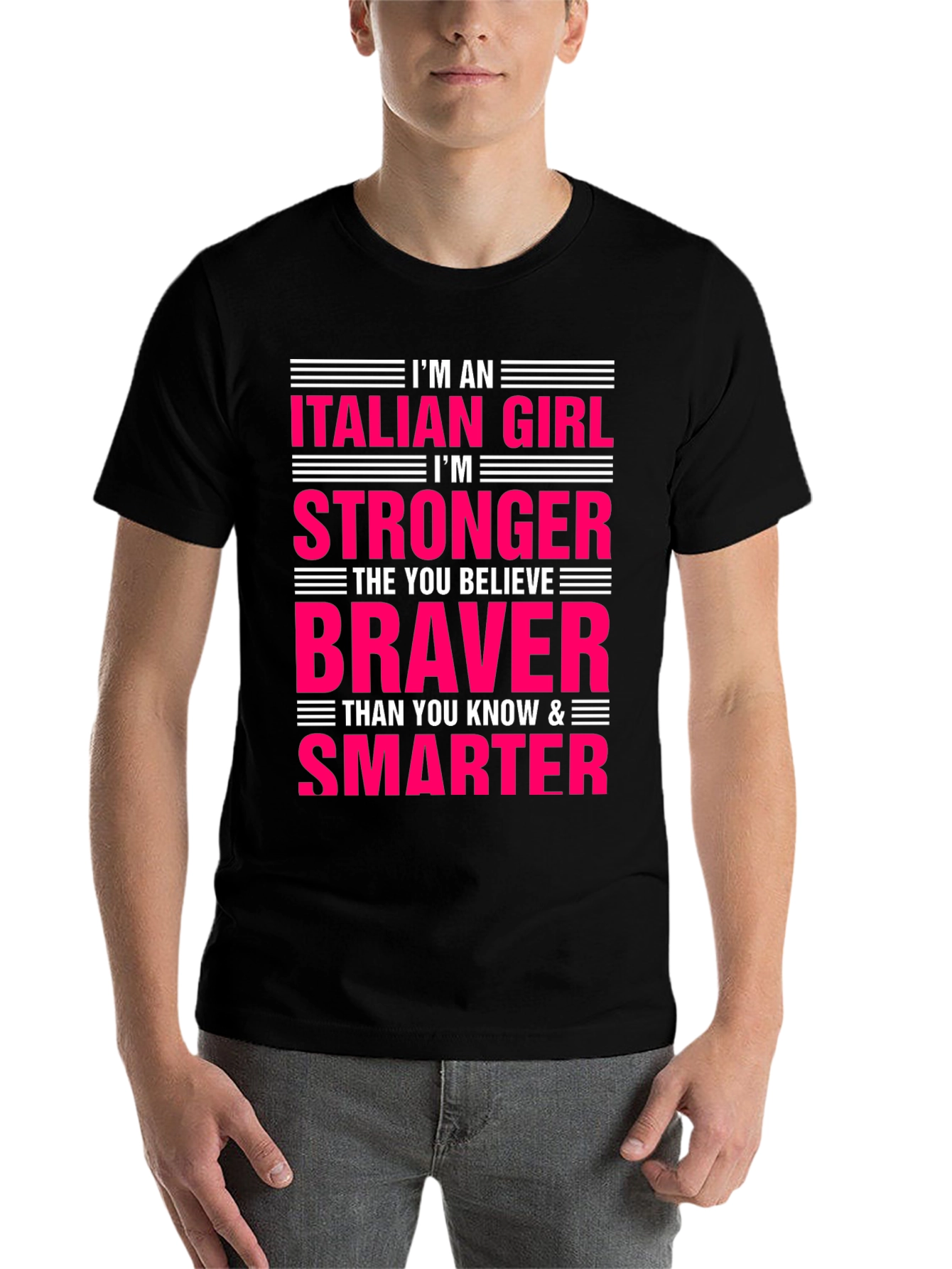 Black Italian Girl Stronger Braver Smarter T-Shirt view 7