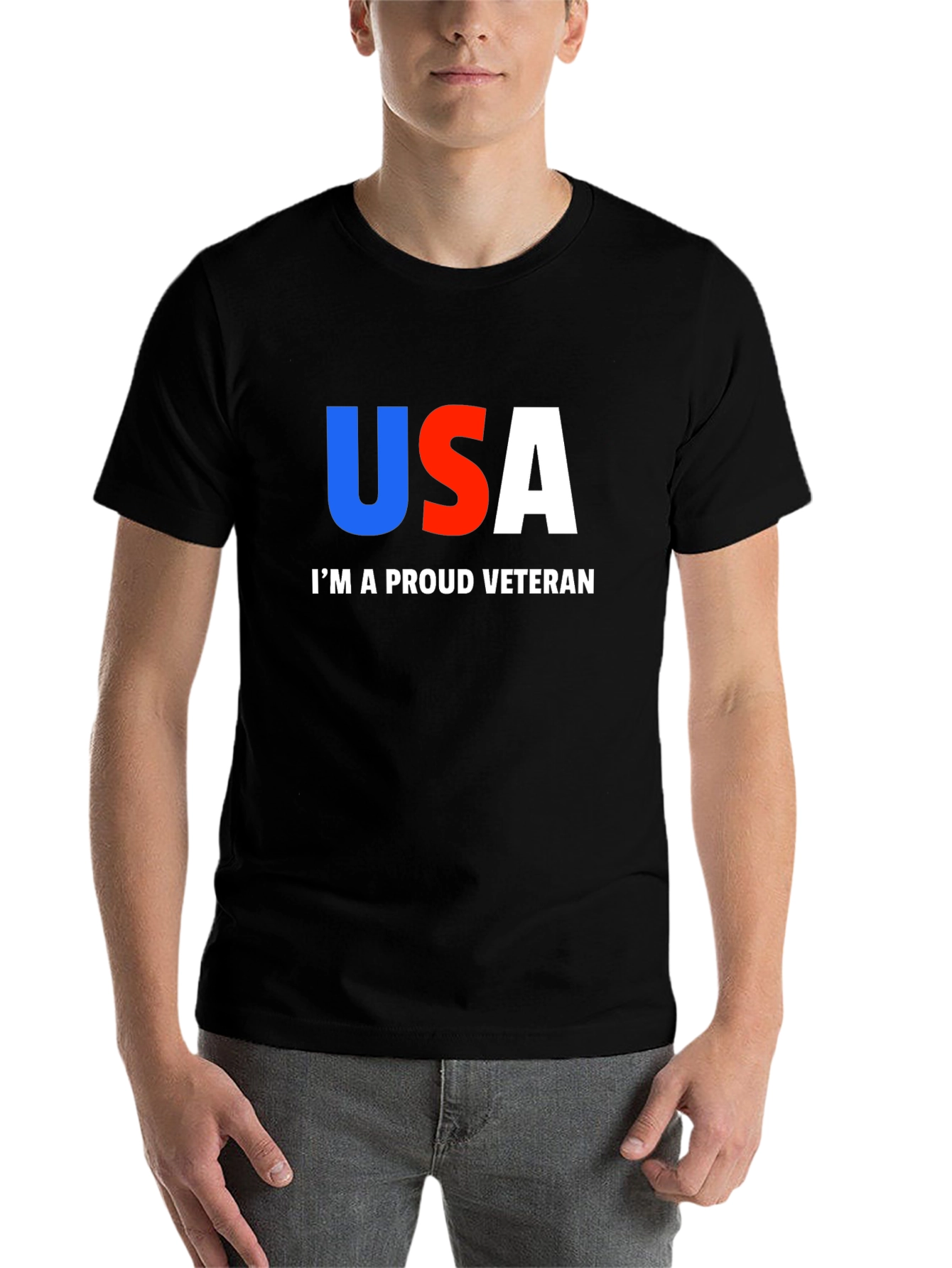 Black Proud Veteran USA Graphic T-Shirt view 7