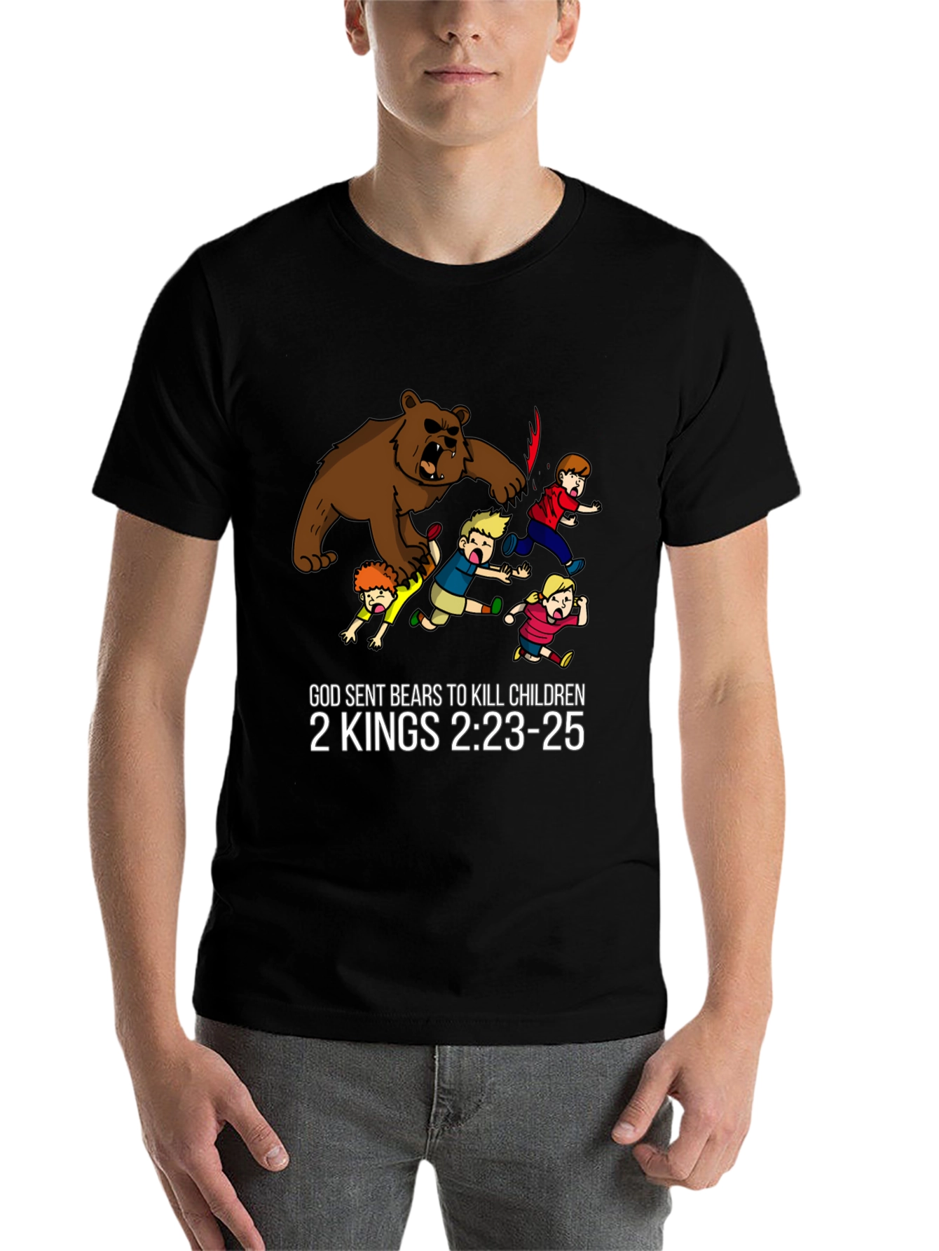 Black God Sent Bears T-Shirt 2 Kings Bible Verse Funny Graphic Tee view 7