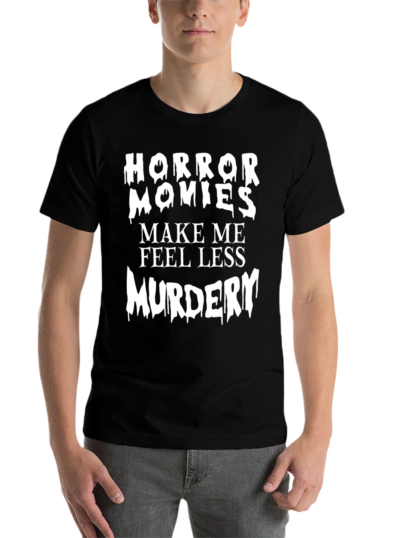 Black Horror Movies Make Me Feel Less Murdery Graphic Tee view 7