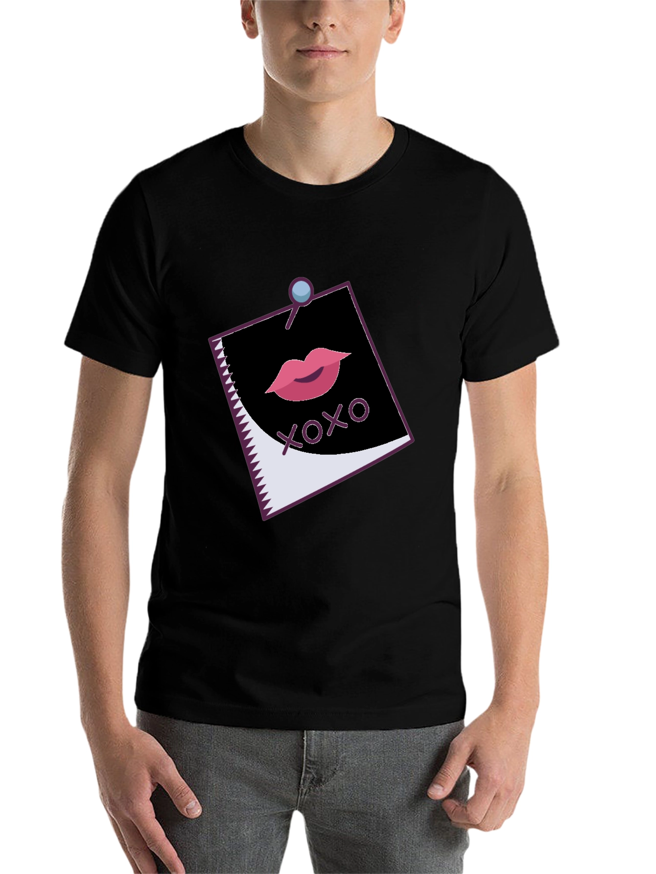 Black XOXO Lips Graphic Black Tee view 7