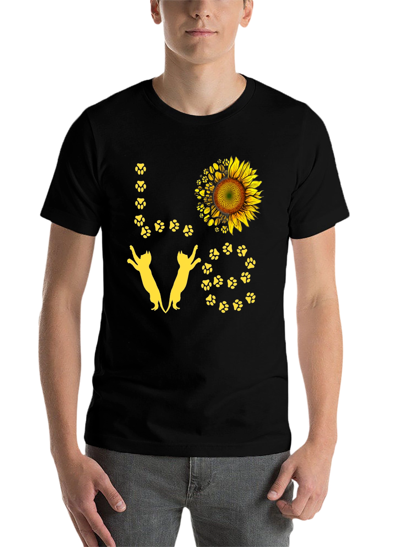 Black Love Cats Sunflower Graphic Tee view 7