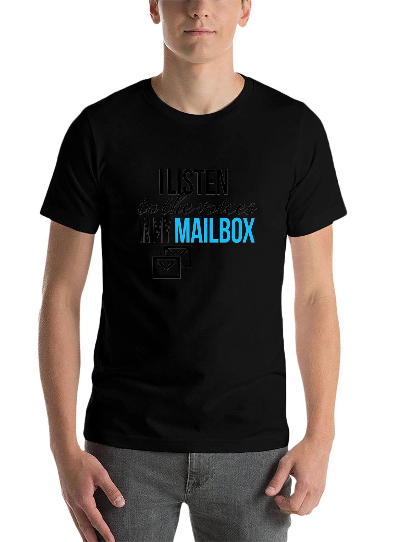Black I Listen to My Mailbox Graphic T-Shirt view 7