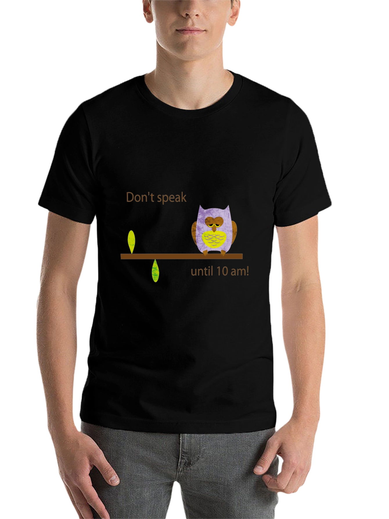 Black Don't Speak Owl T-Shirt - Funny Morning Tee view 7