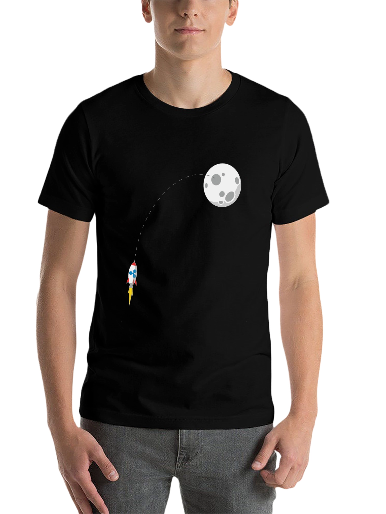 Black Rocket to the Moon Graphic Tee - Black view 7