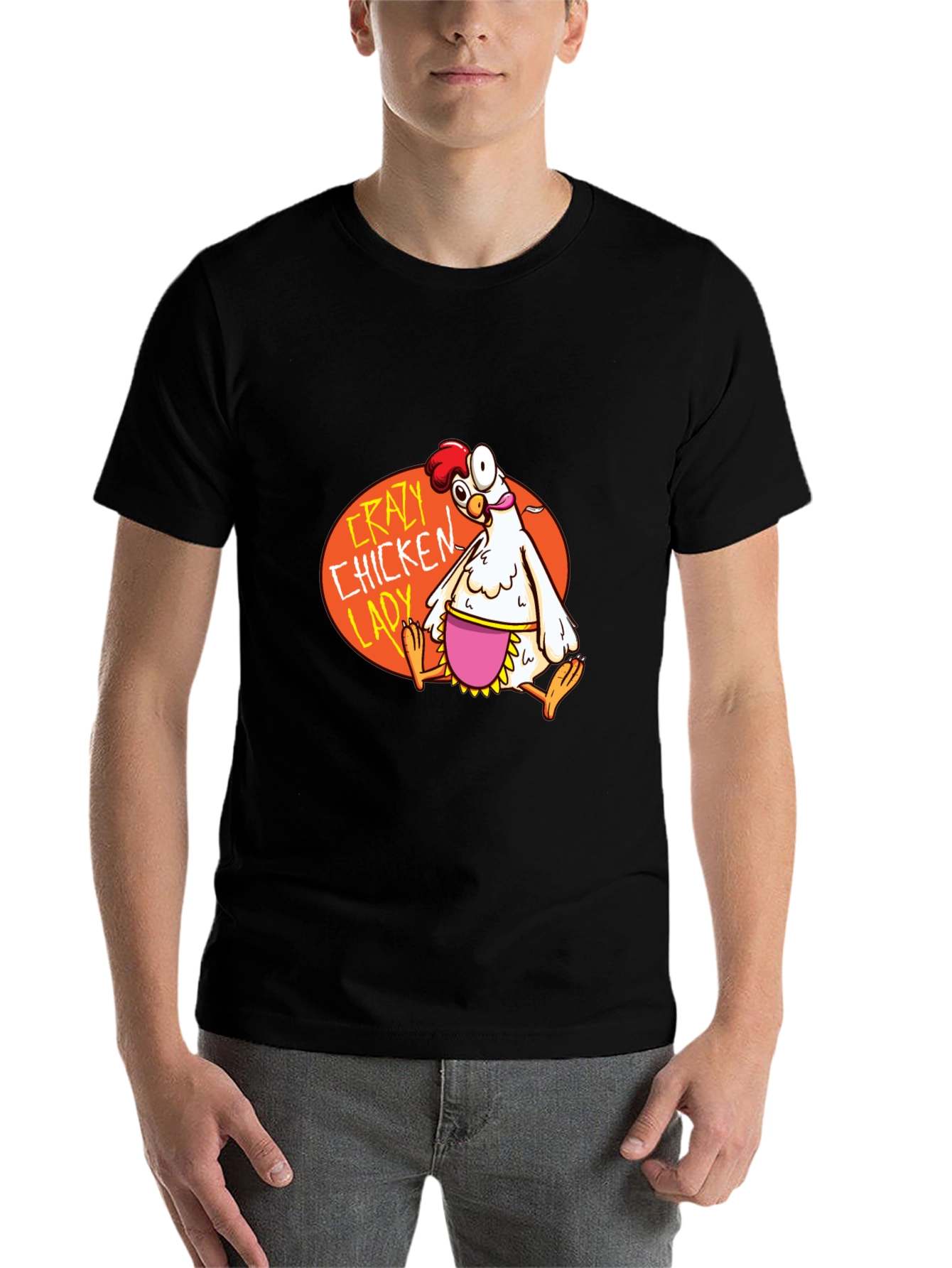 Black Crazy Chicken Lady Graphic T-Shirt view 7