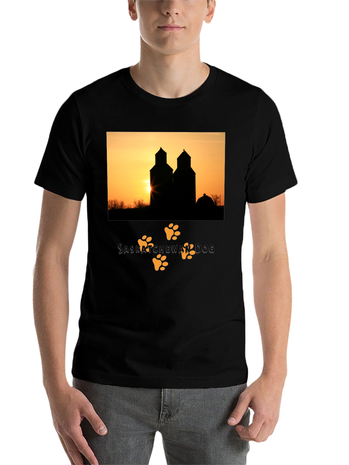 Black Saskatchewan Sunset Silhouette Tee view 7