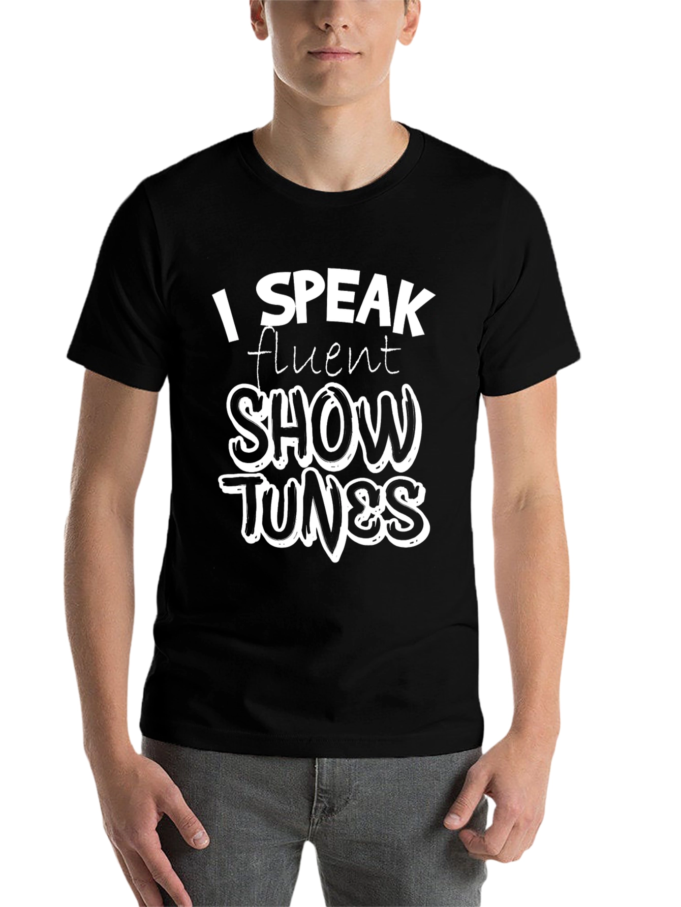 Black I Speak Fluent Show Tunes Black T-Shirt view 7