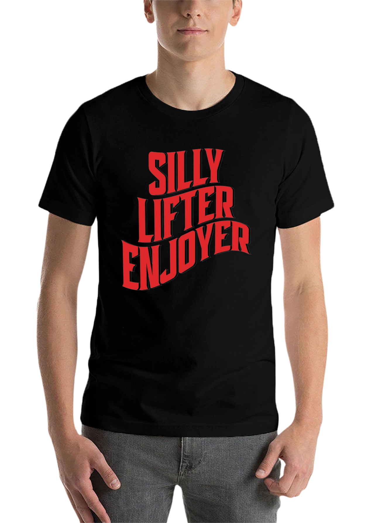 Black Silly Lifter Enjoyer Graphic T-Shirt view 7