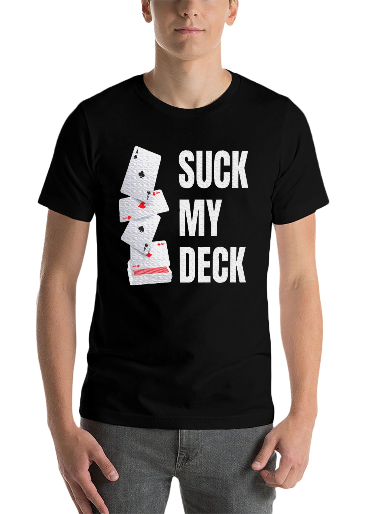 Black Suck My Deck Playing Card Graphic Novelty T-Shirt view 7