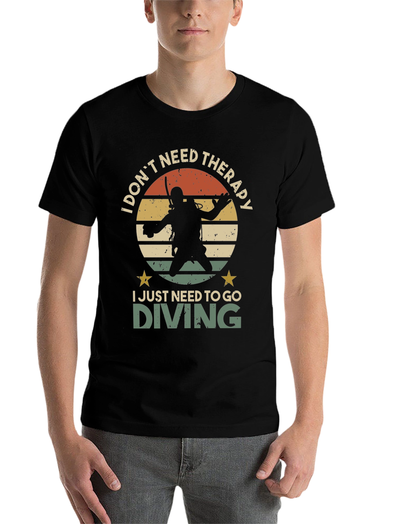 Black Diving Therapy Graphic T-Shirt view 7