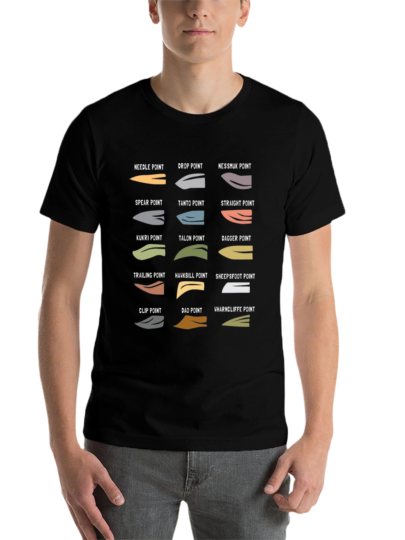 Black Knife Blade Types T-Shirt view 7