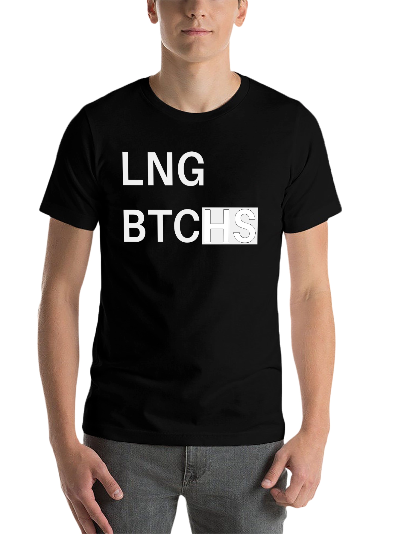 Black LNG BTCHS Graphic Tee - Funny Men's Black T-Shirt view 7
