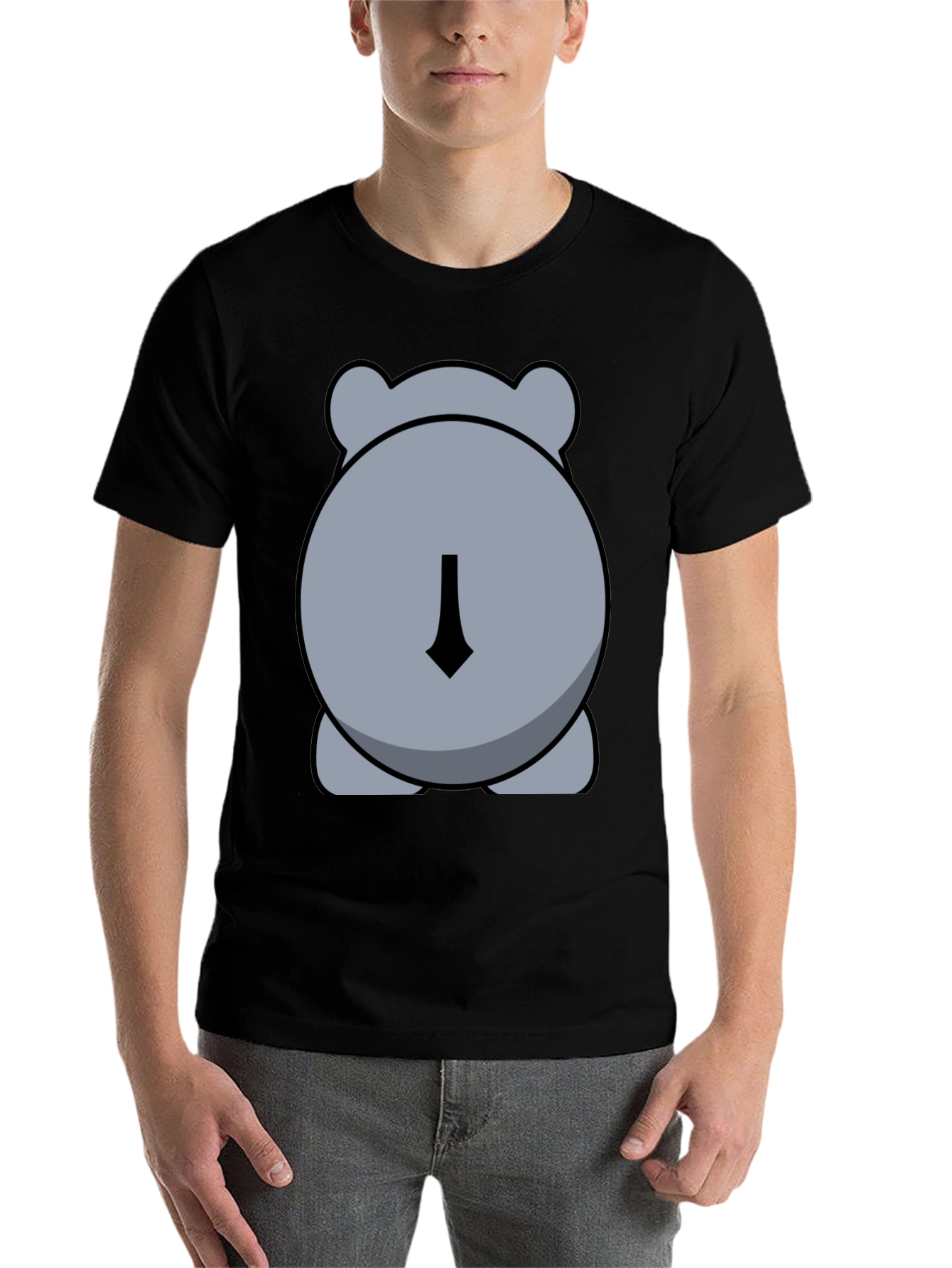 Black Cute Hippo Butt Black Graphic Tee Shirt view 7