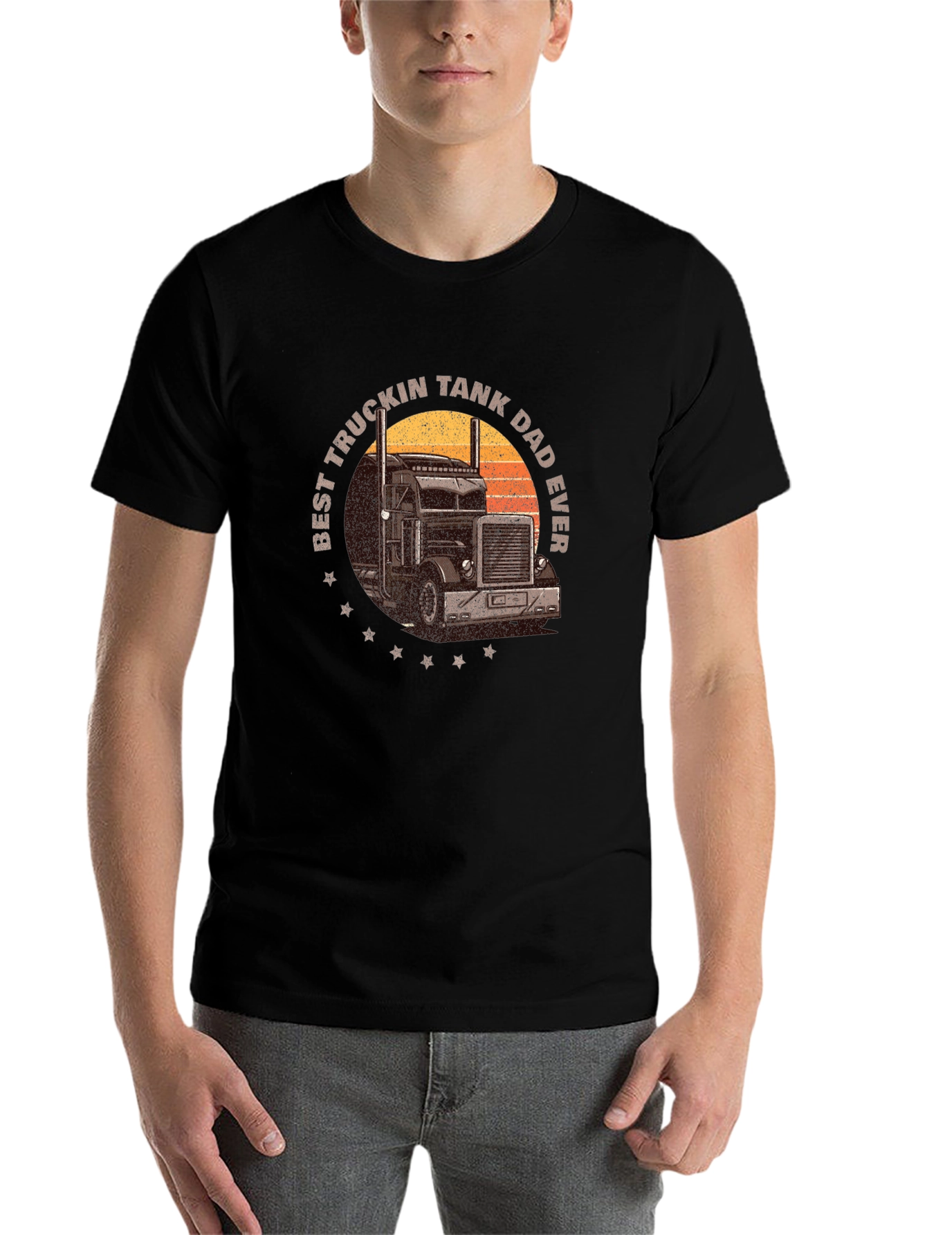 Black Best Truckin Tank Dad Ever T-Shirt view 7