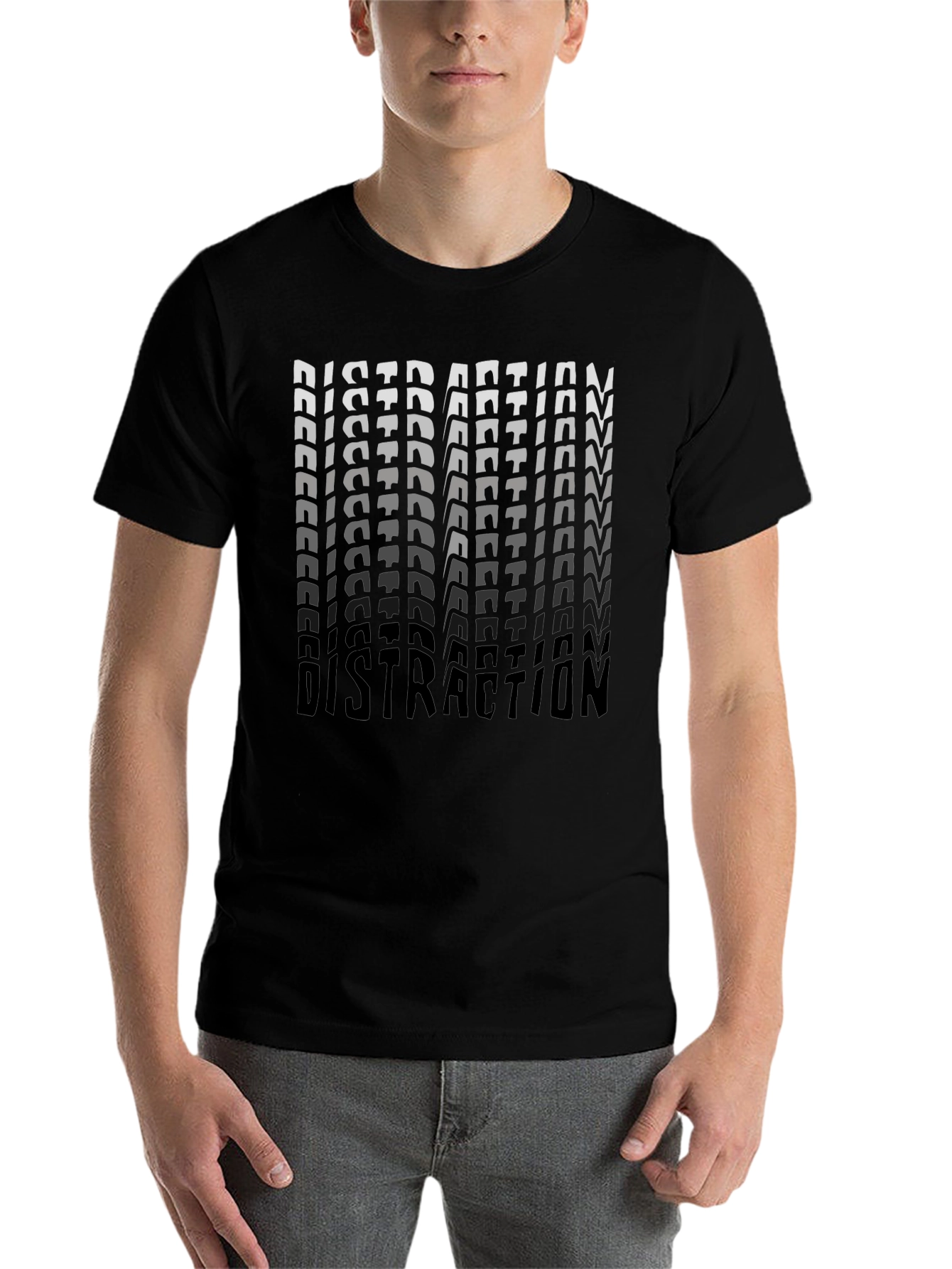 Black Distraction Graphic Print Black T-Shirt view 7