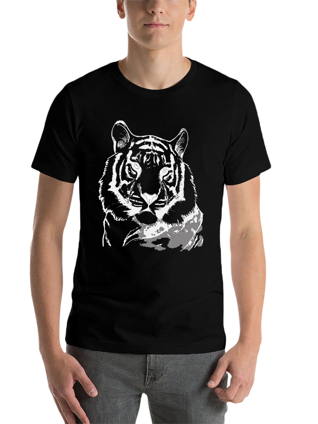 Black Tiger Graphic Print Black T-Shirt view 7