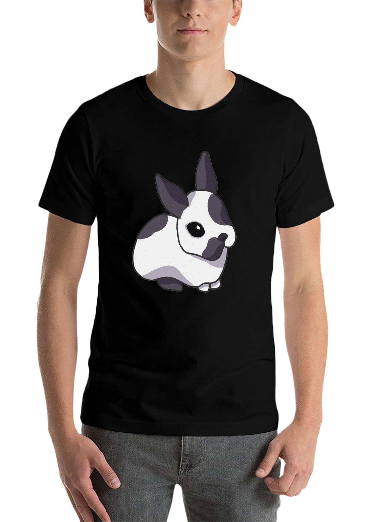 Black Cute Bunny Graphic T-Shirt - Black view 7