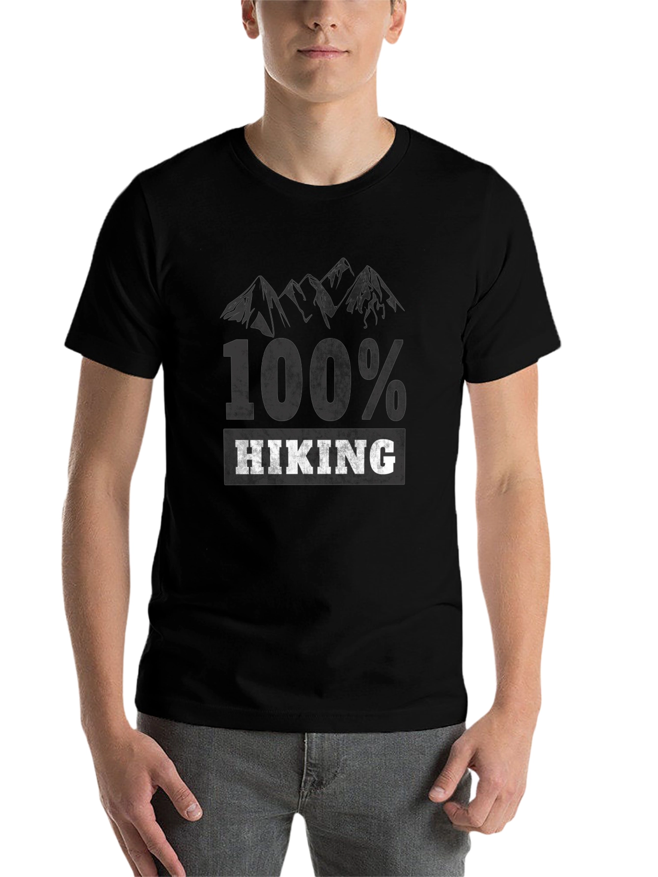 Black 100% Hiking Graphic T-Shirt - Outdoor Adventure view 7